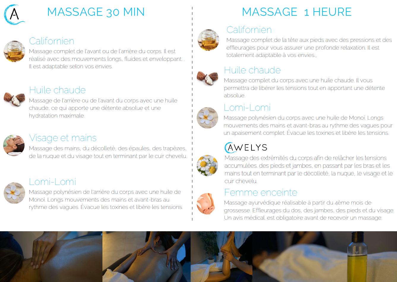 Carte des massages Awelys mai 21